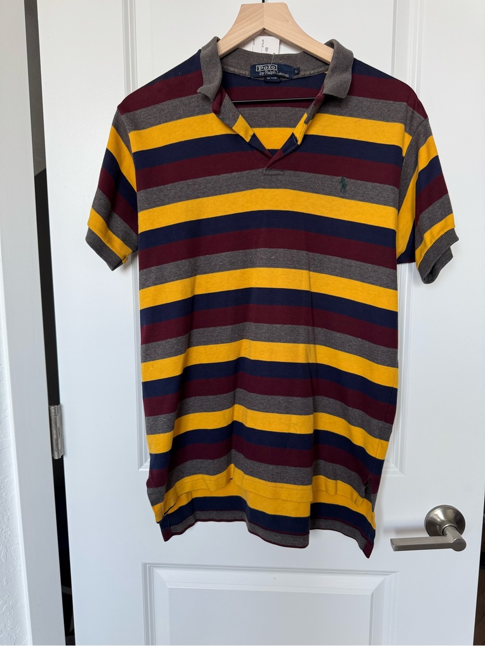 Polo Ralph Lauren Mens L Striped Knit Polo Made in USA